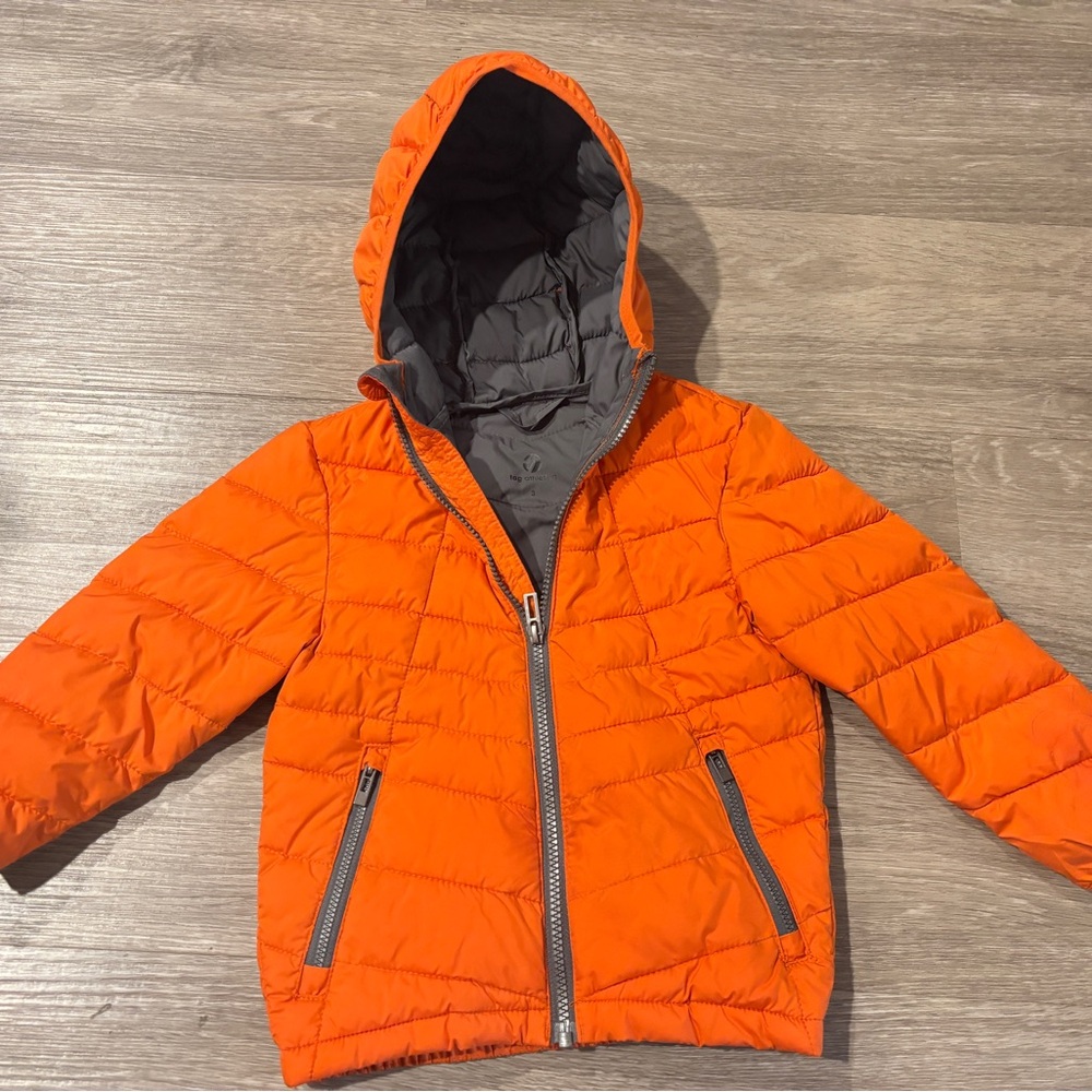 Vibrant Orange Kids Puffer Jacket